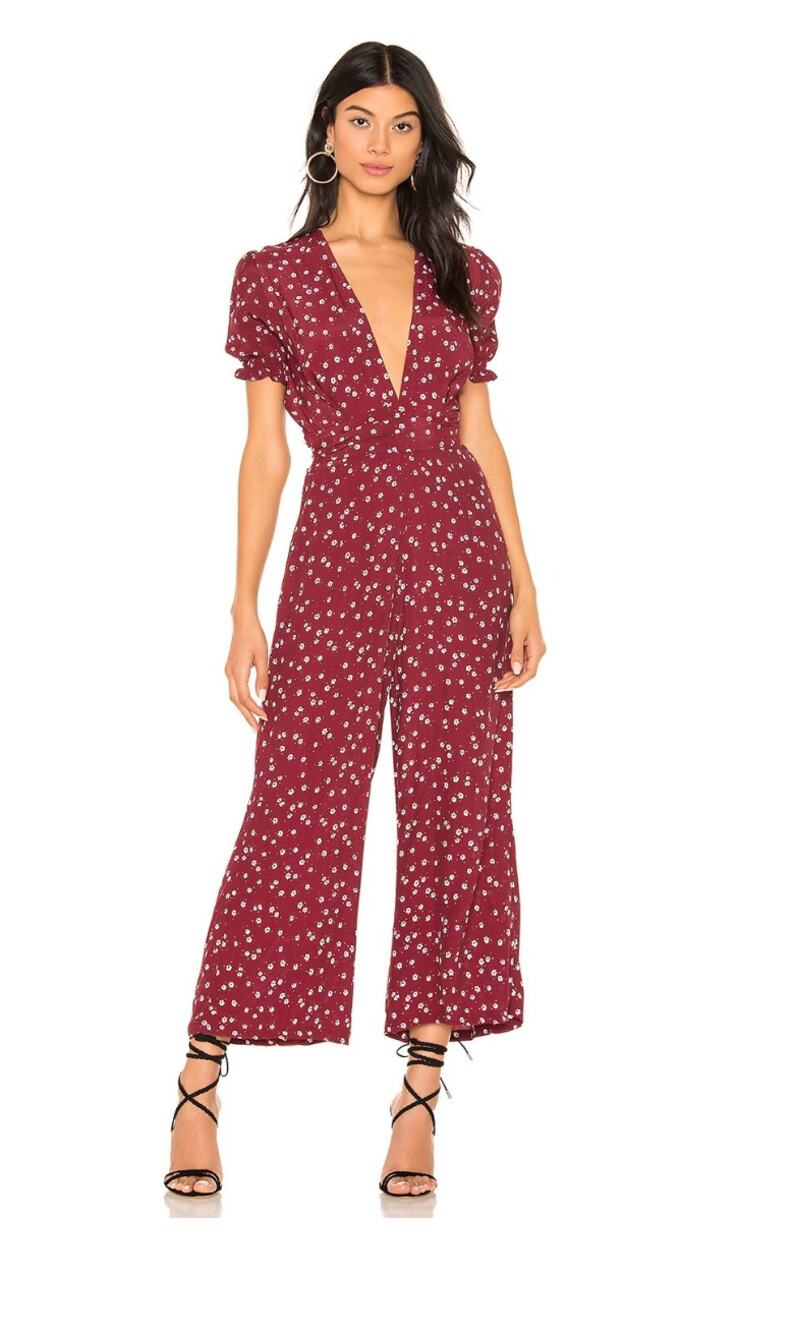 FAITHFULL THE BRAND Maroon Floral Bonnie Jumpsuit // 4